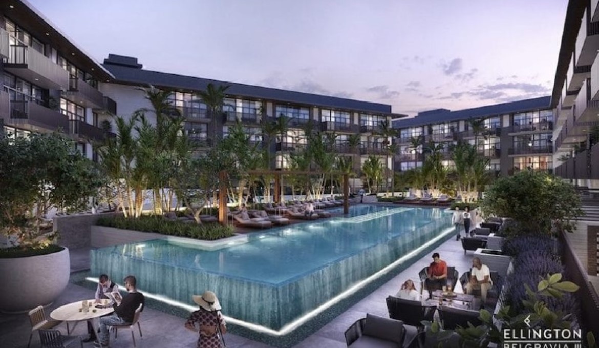 Innenhof mit Pool in Belgravia 3 von Ellington in JVC Dubai