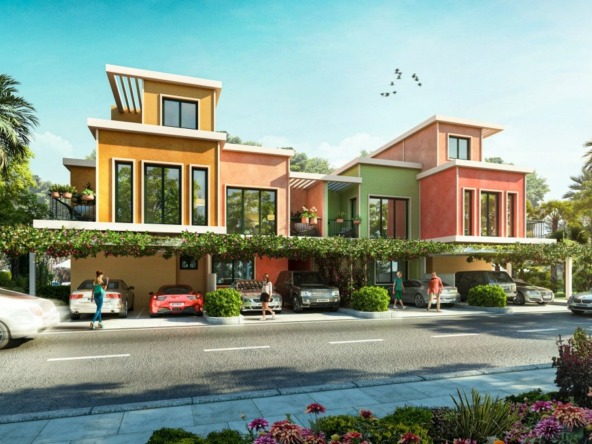 Damac Lagoons Dubai Portofino 6 Zimmer Und 4 Zimmer Reihen Haus Vorderseite Min