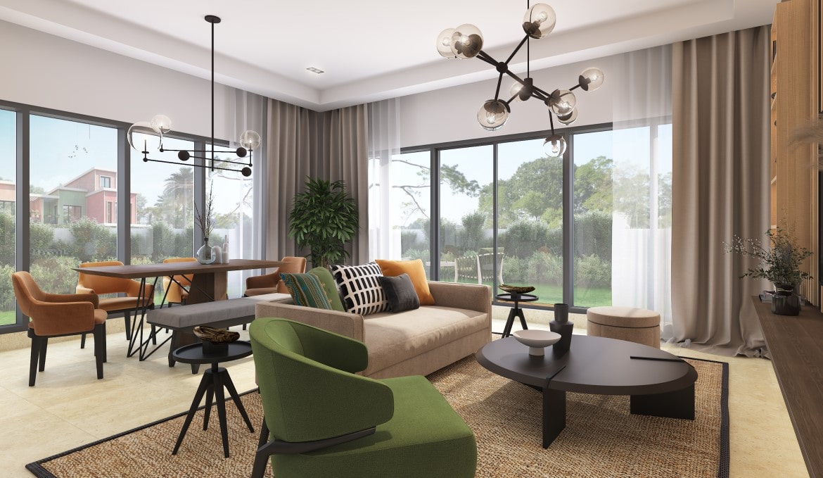 Damac Lagoons Dubai Portofino Wohnzimmer Min