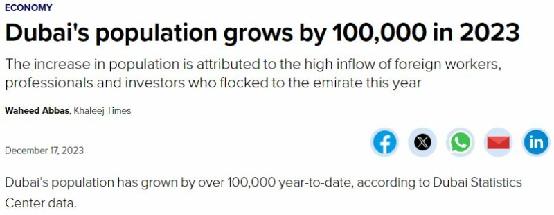 Einwohnerzahl Dubai 2023