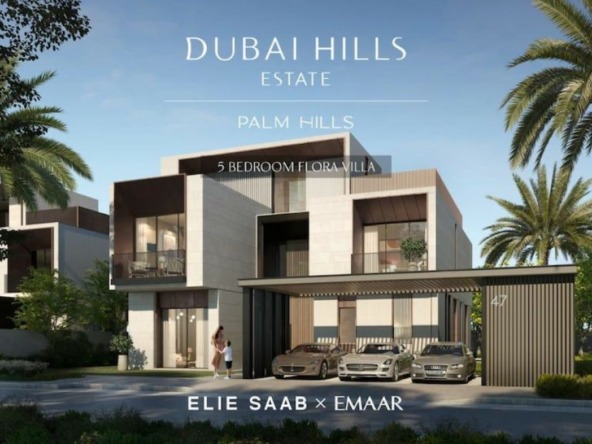 Front Ansicht mit Garage Elie Saab Flora Villa Dubai Hills 6 Zimmer