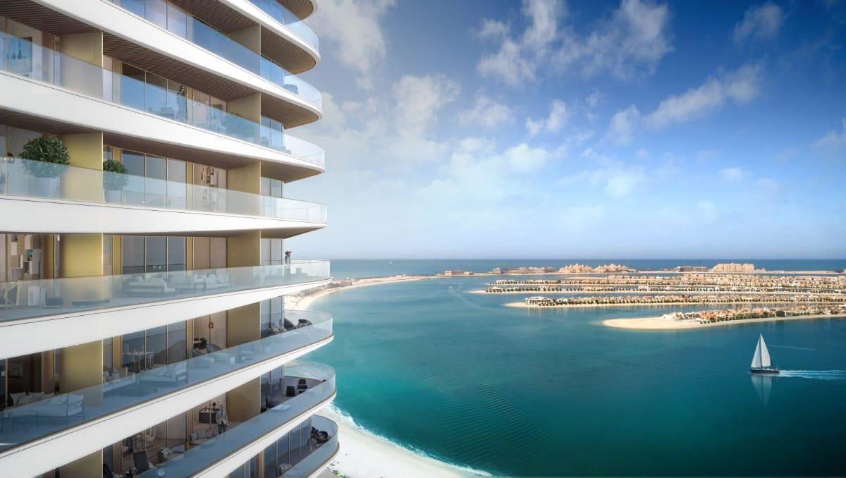 Aussicht auf Palmeninsel Palm Jumeirah von Elie Saab Emaar Beachfront Dubai