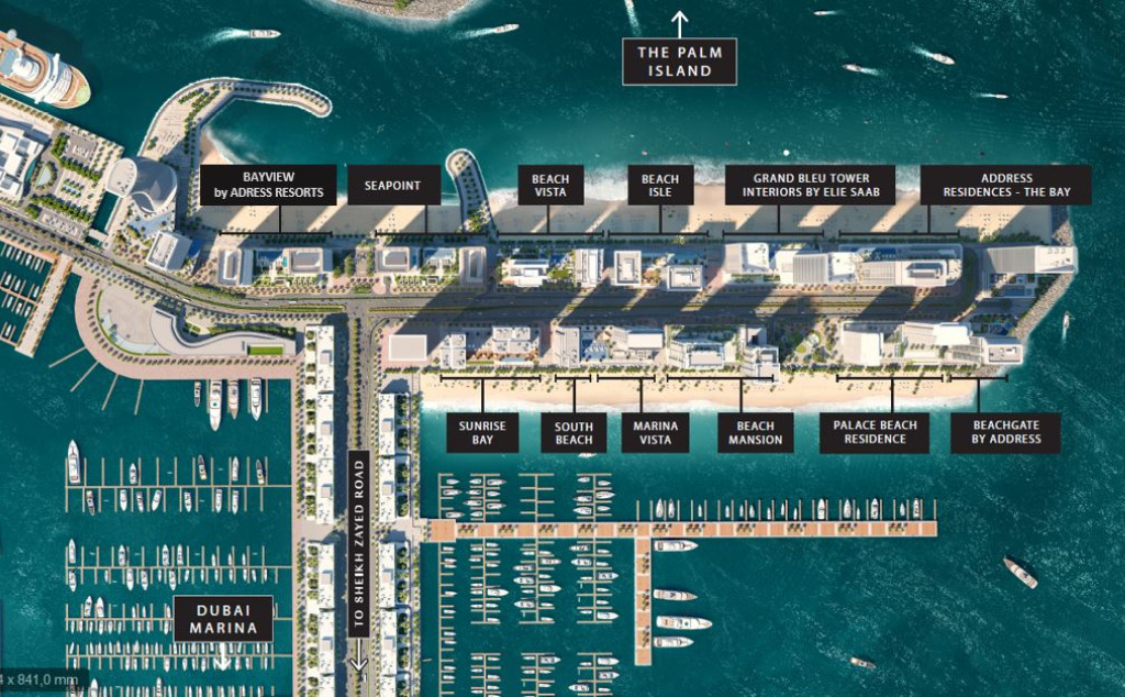 Emaar Beachfront Dubai Harbour Vogelperspektive