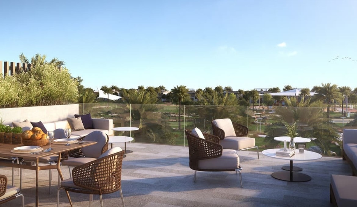 Balkon mit Aussicht Golf Grove Villas Dubai Hills Emaar