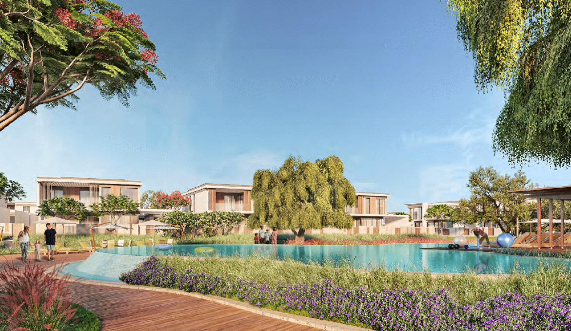 Gemeinschaftsbereich mit Pool und Park Harmony Tilal Al Ghaf Dubai