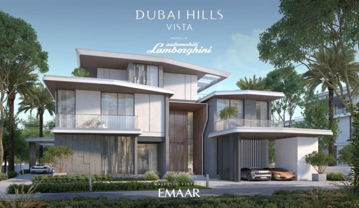 Front Ansicht mit Garage Lamborghini Villa Dubai Hills Emaar