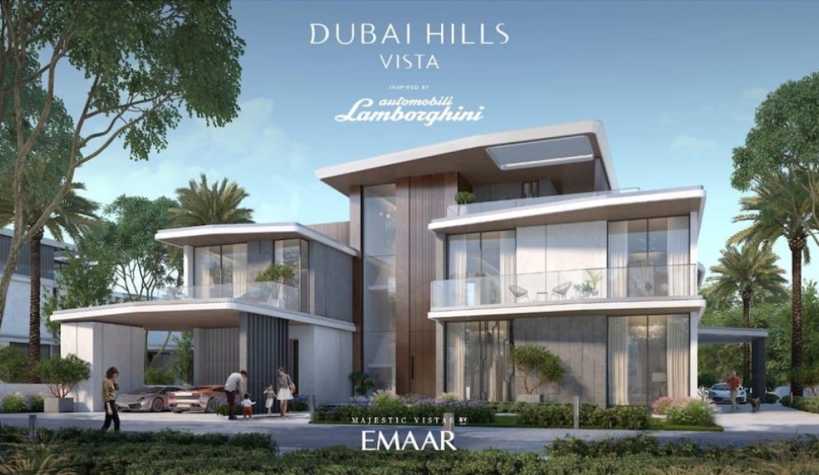 Front Ansicht mit Car Port Lamborghini Villa Dubai Hills Emaar