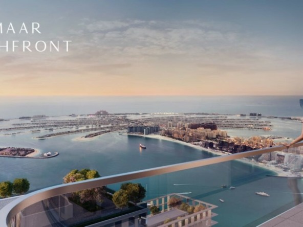 Aussicht auf Palmeninsel Palm Jumeirah von Marina Vista Emaar Beachfront Dubai