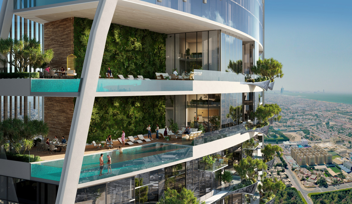 SAFA ONE DAMAC Dubai Balkon Duplex Wohnung von aussen