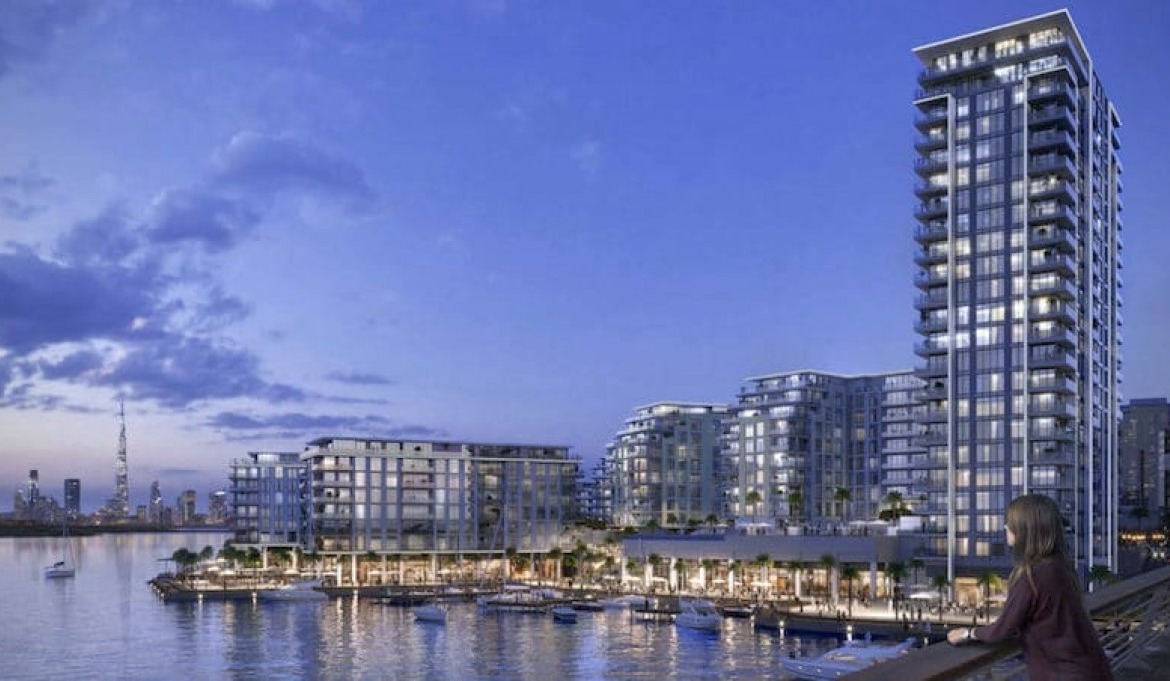 Aussenansicht The Cove in Creek Harbour am Ufer des Dubai Creek