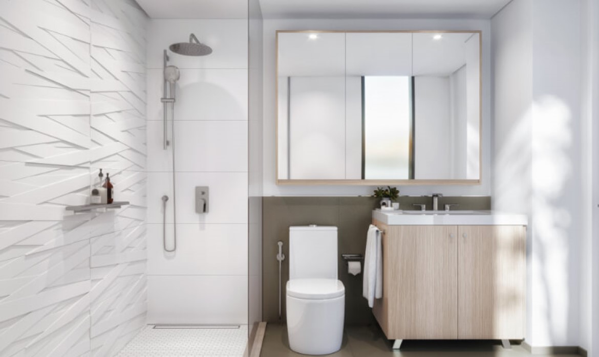 Bad mit Dusche in The Sloane von Ellington in JVC Dubai